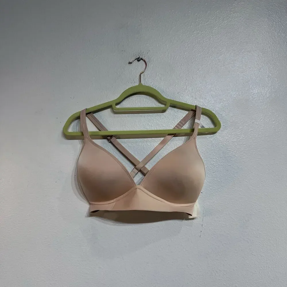 Aerie Beige Wireless Convertible Strap Bra Racerback T Shirt Bra Sz 34DD NWT